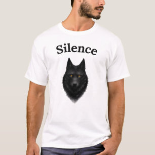 T-Shirt Graphique Loup Noir Silence