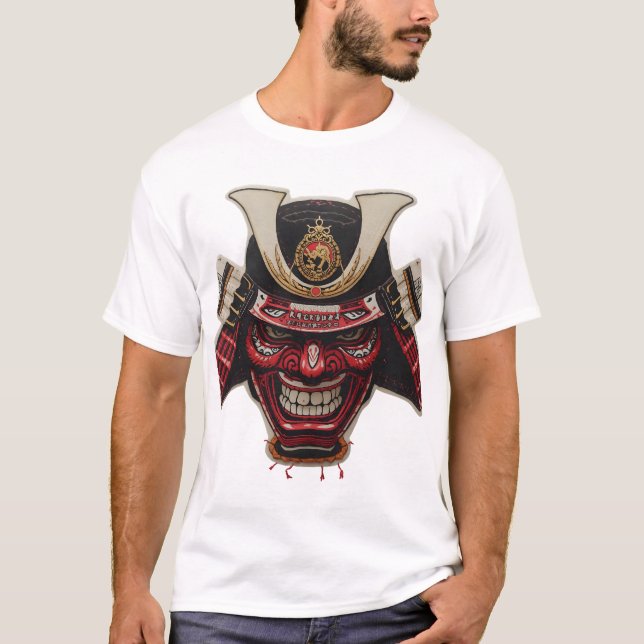 T-Shirt Graphique Masque Oni de Guerrier Samouraï  (Devant)