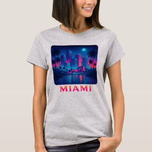 T-shirt graphique Miami Moonrise - Skyline néon