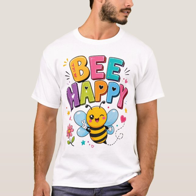 T-shirt graphique mignon avec abeille joyeuse | De (Devant)