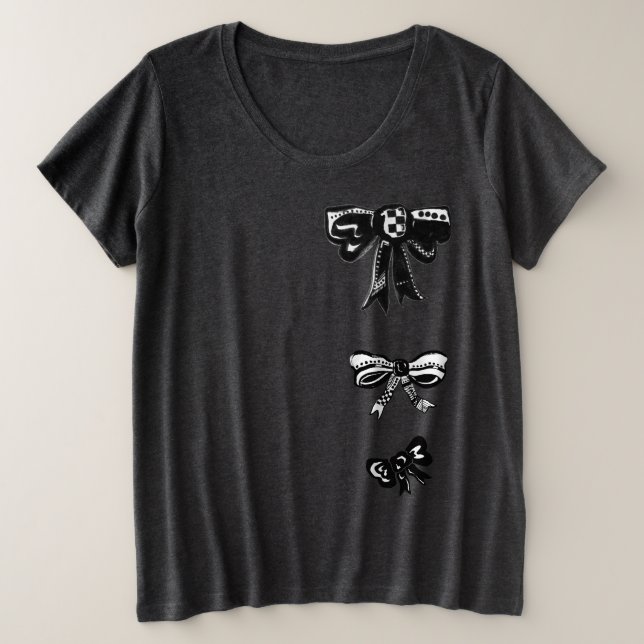 T-shirt graphique mignon Black Bows (Design devant)