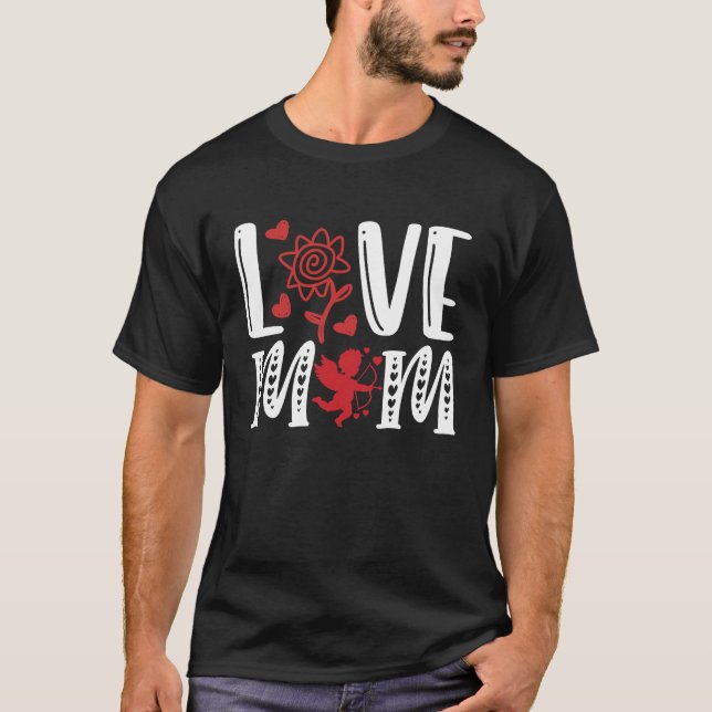 T-shirt Graphique mignon pour maman Love Maman Happy Valen (Devant)