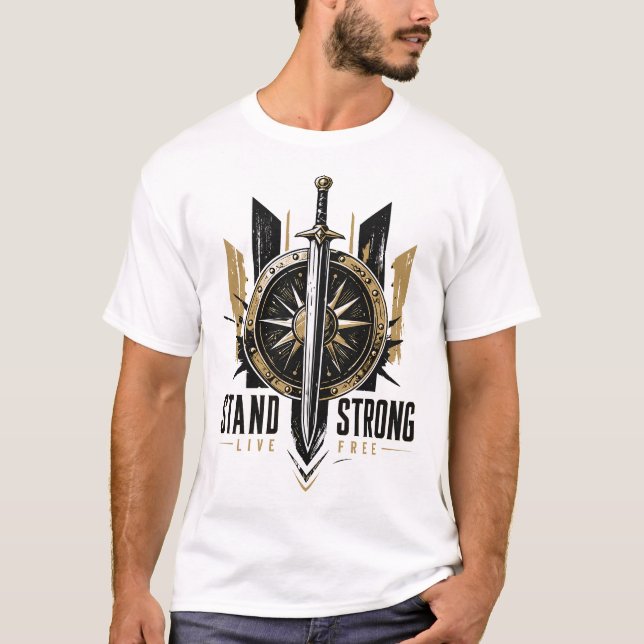 T-Shirt Graphique Motivant de Guerrier Médiéval (Devant)
