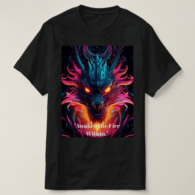 T-shirt graphique néon cyberpunk dragon - Mini pro (Design devant)