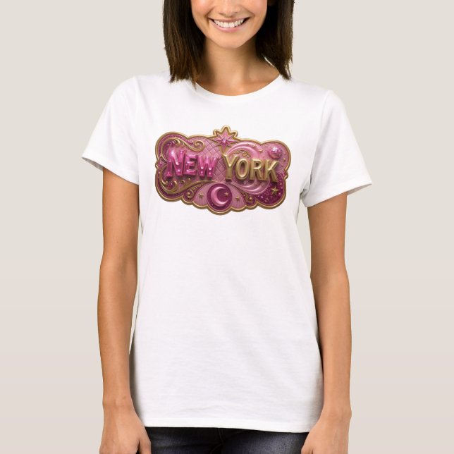 T-shirt graphique NEW YORK en or vibrant (Devant)