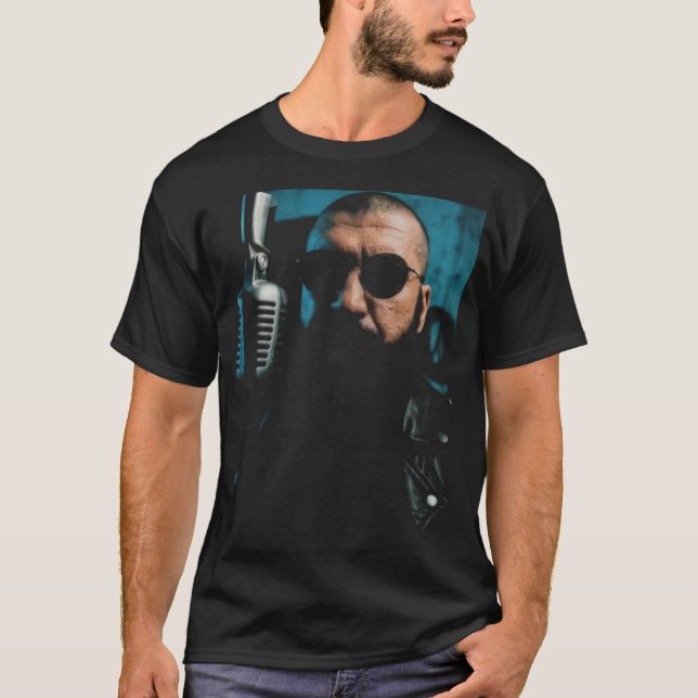 T-shirt graphique noir Moody avec sang de Vikings (Devant)
