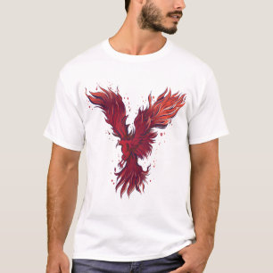 T-Shirt Graphique Oiseau Phénix Rouge Volant - Cla