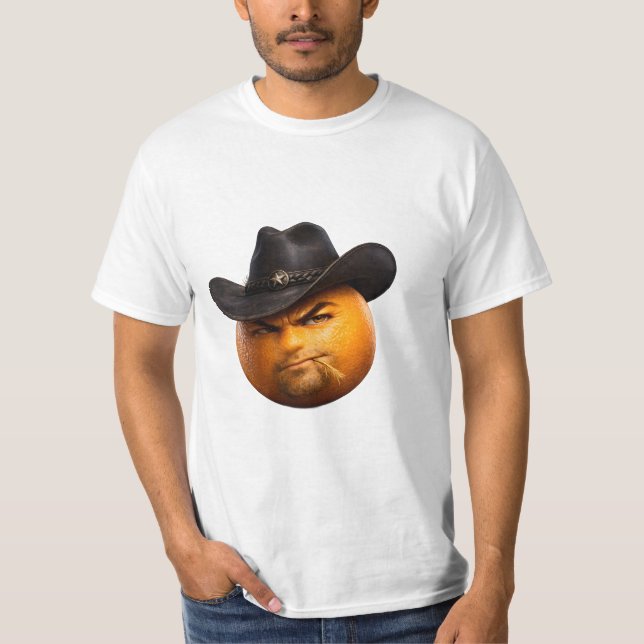 T-shirt graphique orange avec cow-boy grincheux, h (Devant)