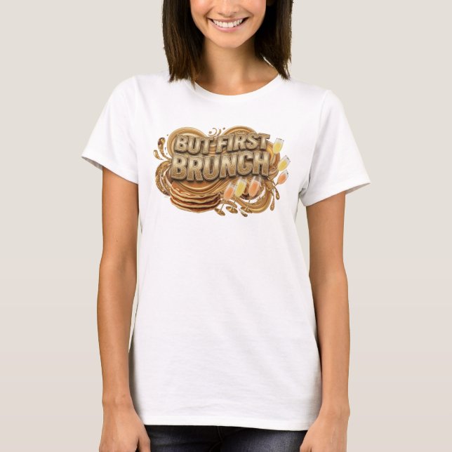 T-shirt graphique orange propre MAIS D'ABORD BRUNC (Devant)
