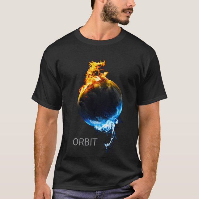 T-Shirt graphique "ORBIT" Globe Feu et Glace Éléme (Devant)