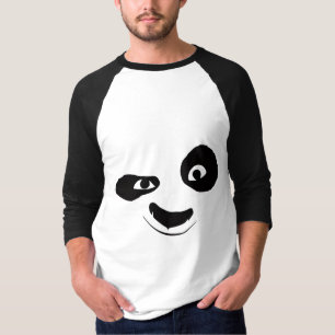 T-Shirt Graphique Panda Sourire Noir et Blanc