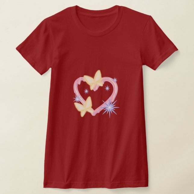 T-shirt graphique papillon rêveur et esthétique cœ (Poser)