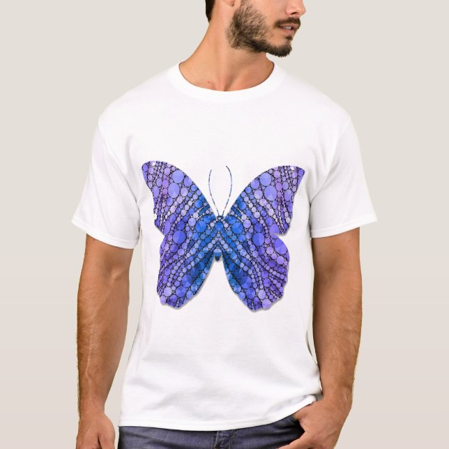 T-shirt graphique papillon violet bleu pour hommes (Devant)