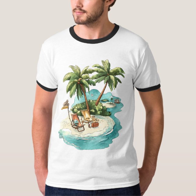 T-Shirt Graphique Paradis de l'Île Tropicale – Rel (Devant)