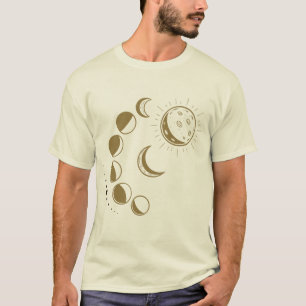 T-Shirt Graphique Phases de la Lune Céleste et Sol