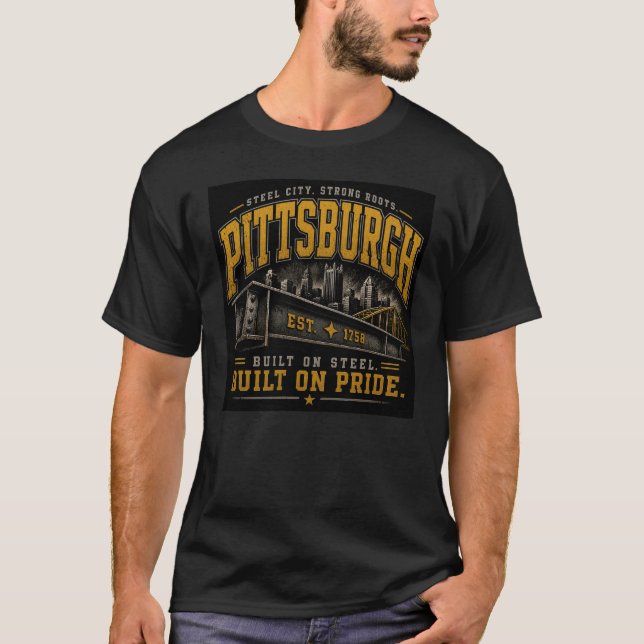 T-Shirt Graphique "Pittsburgh Construit sur l'Acie (Devant)