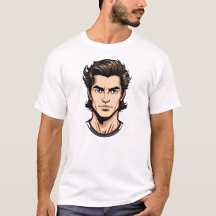 T-shirt graphique portrait d'homme anime séduisant