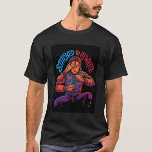 T-Shirt Graphique Réécrit à Points Comptés