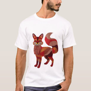 T-Shirt Graphique Renard de Style Brodé - Wi Vibra