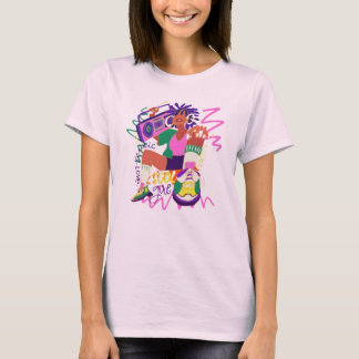 T-shirt graphique Rétro 90s avec fille et Boombox
