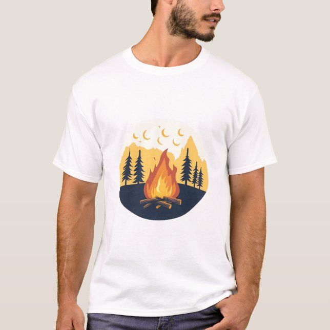 T-Shirt Graphique Rétro Camp d'Été (Devant)