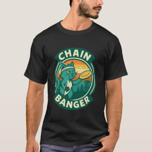 T-shirt Graphique Rétro Chat de Chain Banger Disc Golf