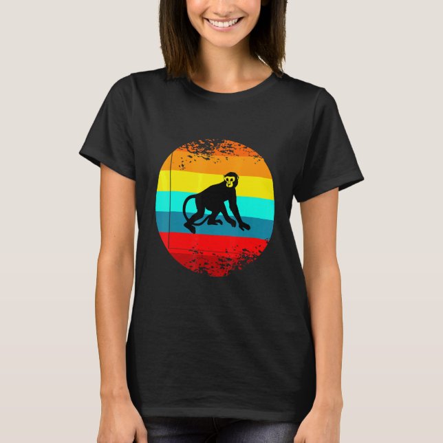 T-shirt Graphique Rétro D'Animal De Ferme Avec Un Singe Vi (Devant)