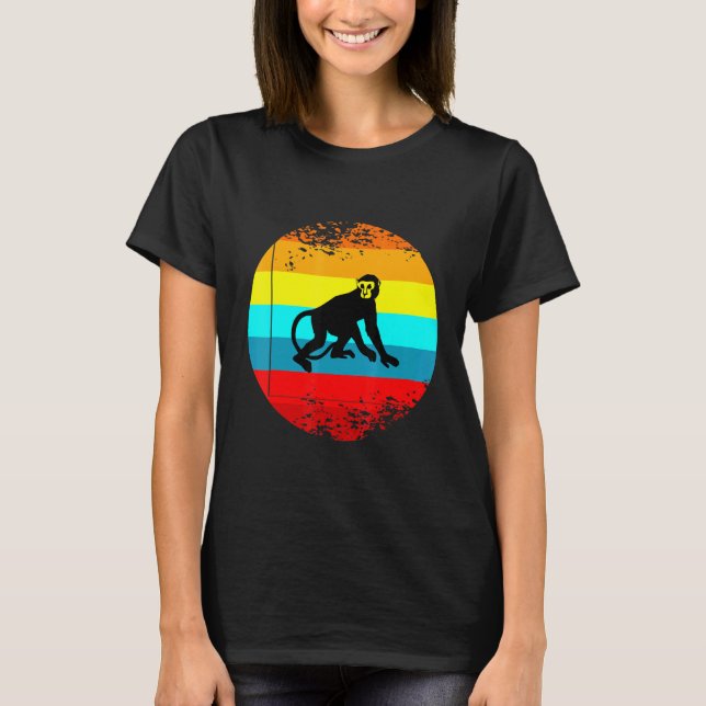 T-shirt Graphique Rétro D'Animal De Ferme Avec Un Singe Vi (Devant)