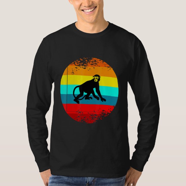 T-shirt Graphique Rétro D'Animal De Ferme Avec Un Singe Vi (Devant)