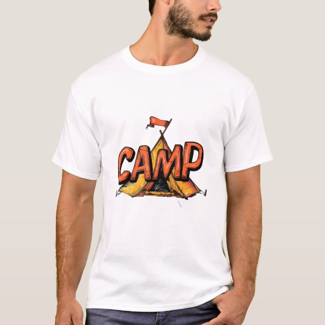 T-shirt graphique rétro de camp d'été ! (Devant)