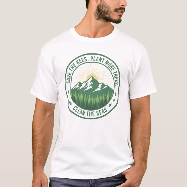 T-shirt Graphique Rétro de Conservation Environnementale d (Devant)