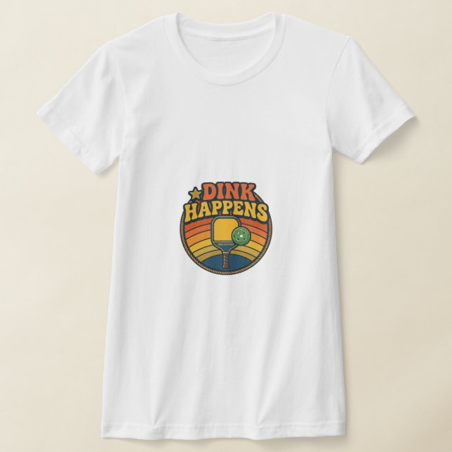 T-shirt Graphique Rétro de Pickleball "Dink Happens" (Poser)