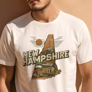 T-shirt Graphique Rétro de Voyage Iconique du New Hampshir