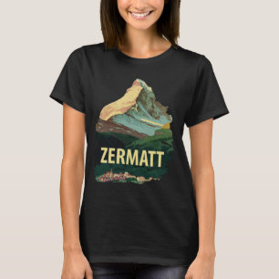 T-shirt graphique rétro de voyage Zermatt Matterho