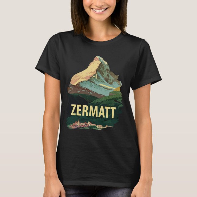 T-shirt graphique rétro de voyage Zermatt Matterho (Devant)