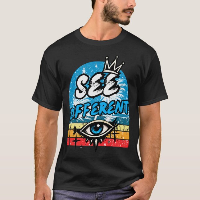 T-shirt graphique rétro différent (Devant)