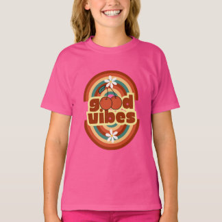 T-Shirt Graphique Rétro « Good Vibes » Rose pour E