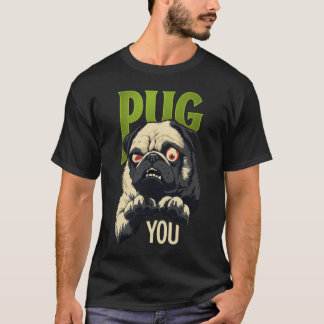 T-Shirt Graphique Rétro Pug Attitude