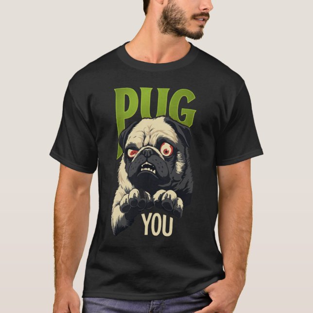 T-Shirt Graphique Rétro Pug Attitude (Devant)