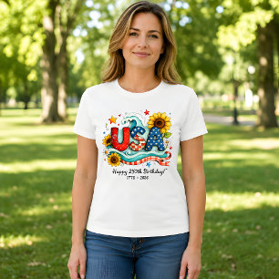 T-shirt Graphique Rétro USA 250e Anniversaire Tournesol &