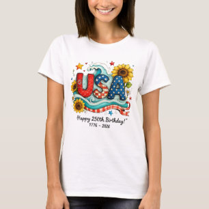 T-shirt Graphique Rétro USA 250e Anniversaire Tournesol &