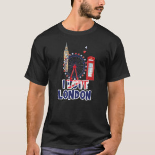 T-shirt Graphique Rétro Vintage J'aime Londres Angleterre