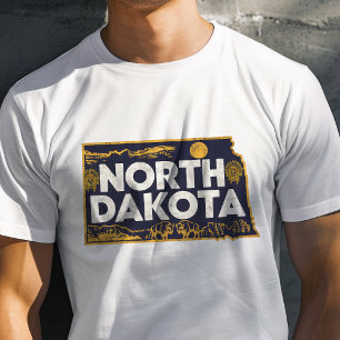 T-shirt Graphique Rétro Voyage Dakota du Nord Iconique