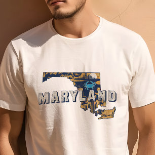 T-shirt Graphique Rétro Voyage Maryland Iconique