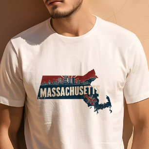 T-shirt Graphique Rétro Voyage Massachusetts Iconique