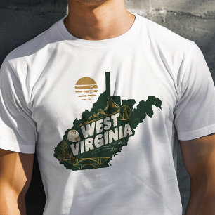 T-shirt Graphique Rétro Voyage Virginie-Occidentale Iconiq