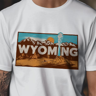 T-shirt Graphique Rétro Voyage Wyoming Iconique
