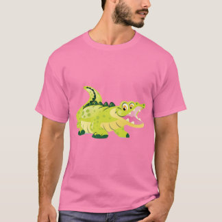 T-shirt graphique rose avec un bébé alligator de d