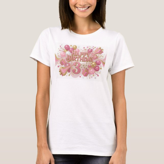 T-shirt graphique rose vibrant « JOYEUX ANNIVERSAI (Devant)