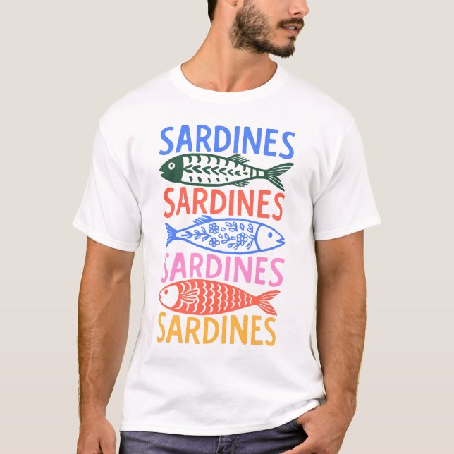 T-Shirt Graphique Sardines d'Été Italien Coloré (Devant)